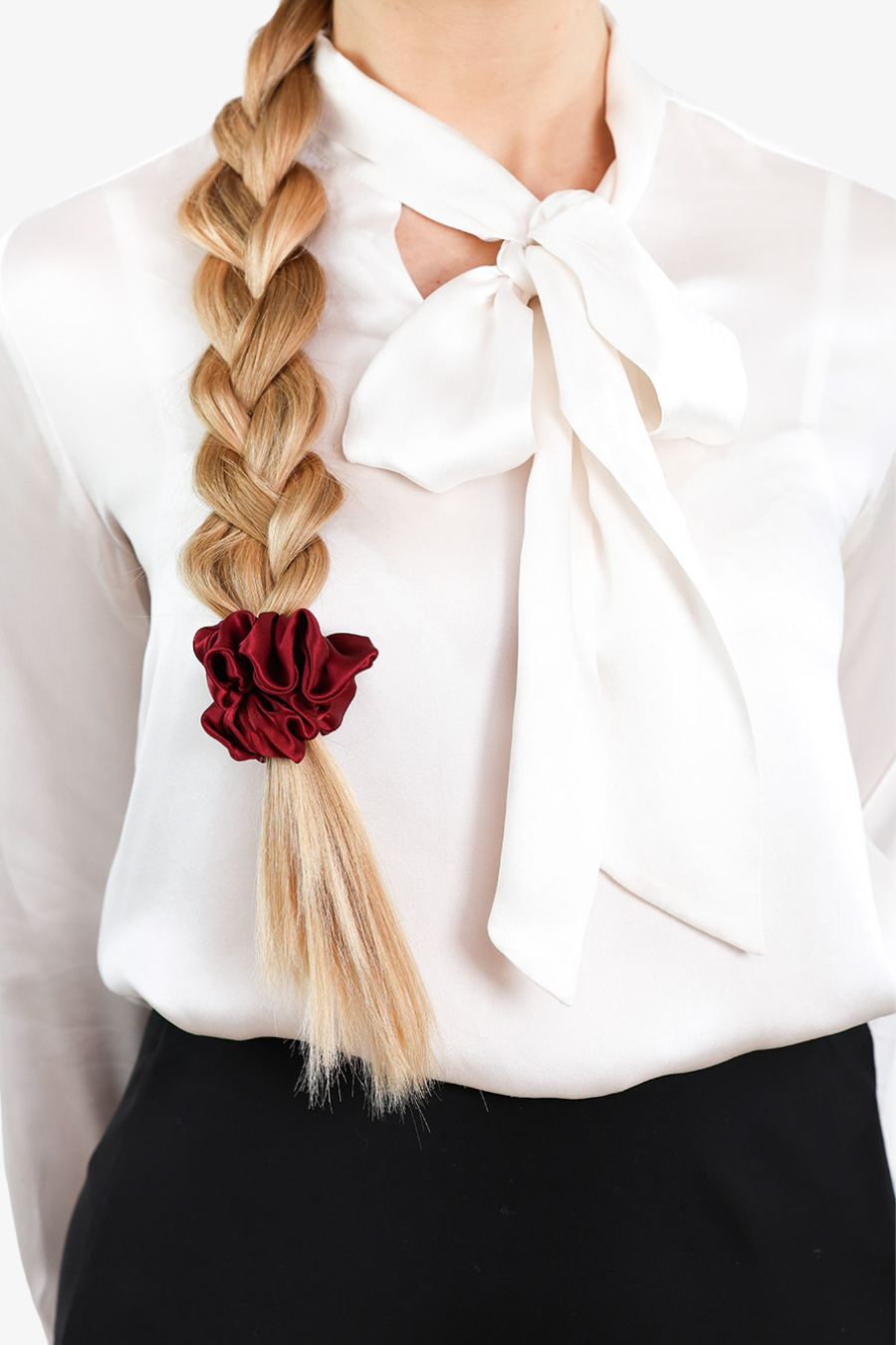 Jedwabna gumka do włosów w kolorze bordowym Seductress - mini – widok 2